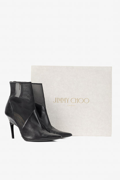 Jimmy Choo Sioux 100 Black Nappa & Mesh Ankle Boots