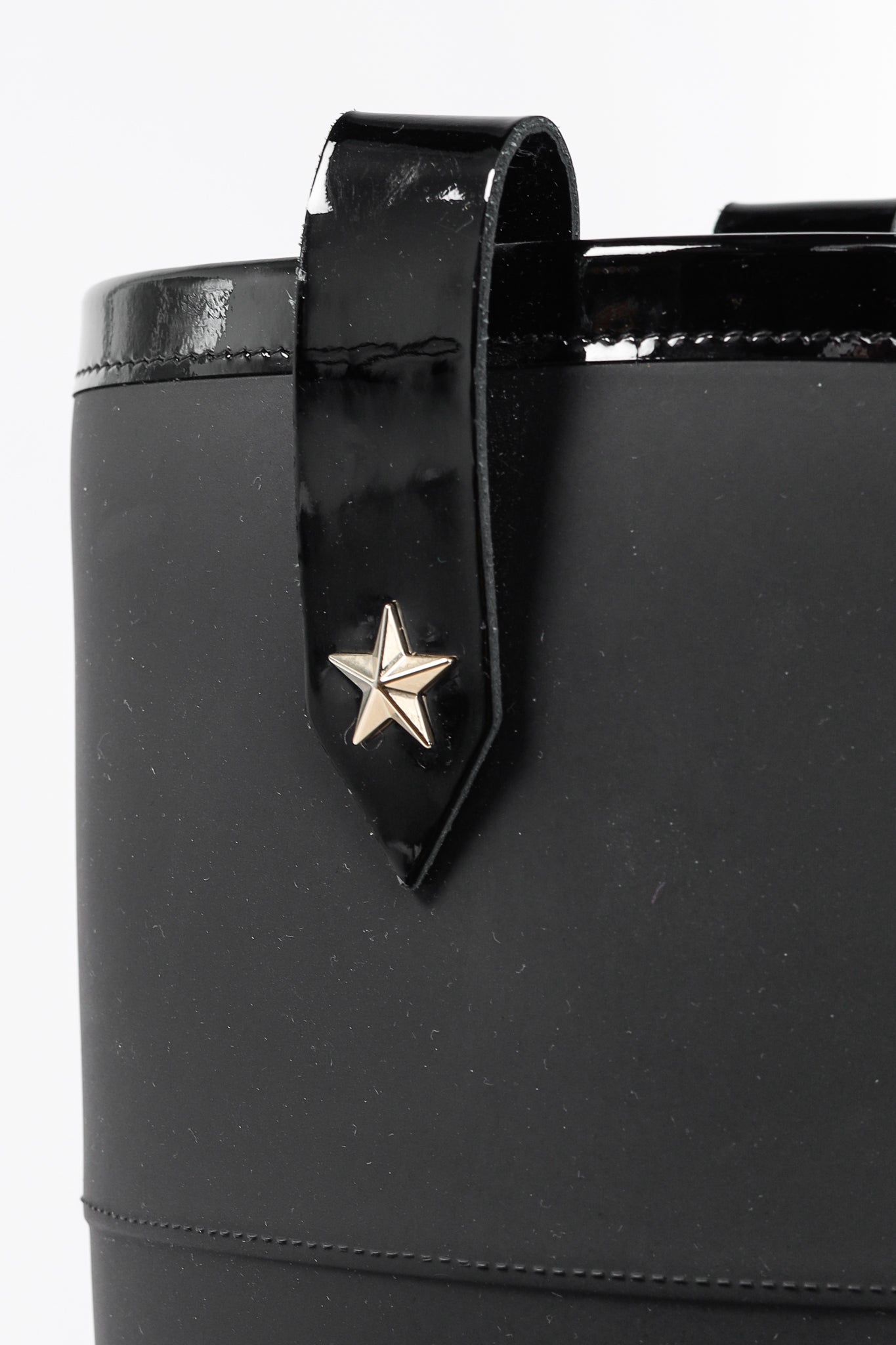 Jimmy Choo Edith Black Rubber Cap-Toe Rain Boots