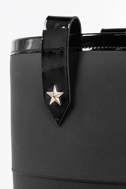 Jimmy Choo Edith Black Rubber Cap-Toe Rain Boots