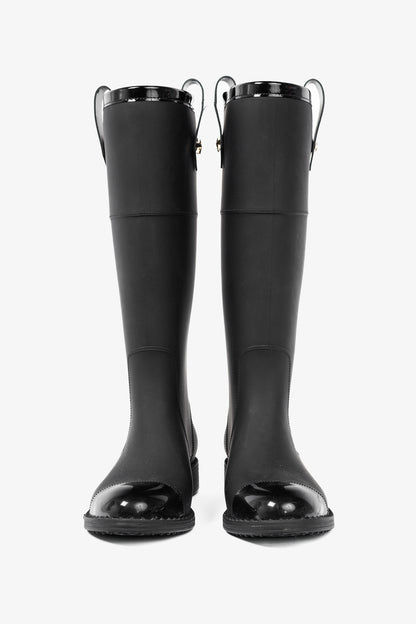 Jimmy Choo Edith Black Rubber Cap-Toe Rain Boots