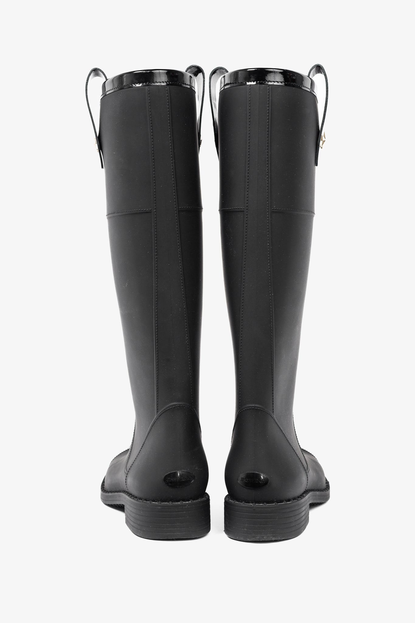 Jimmy Choo Edith Black Rubber Cap-Toe Rain Boots