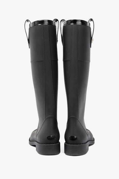 Jimmy Choo Edith Black Rubber Cap-Toe Rain Boots
