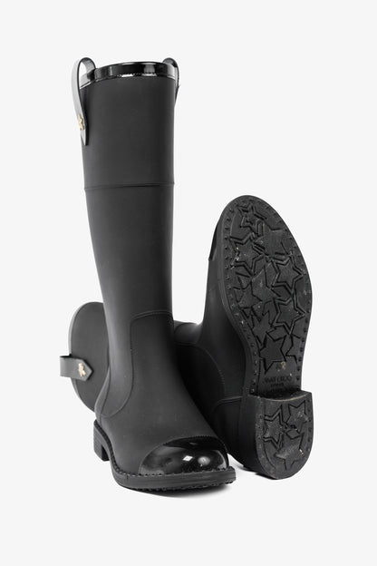 Jimmy Choo Edith Black Rubber Cap-Toe Rain Boots