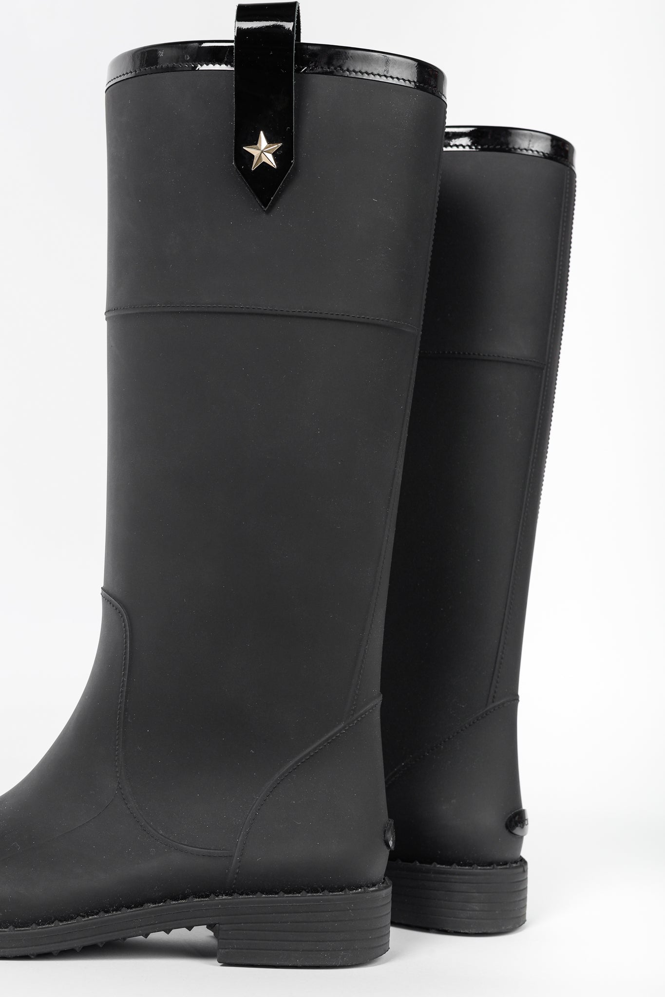Jimmy Choo Edith Black Rubber Cap-Toe Rain Boots
