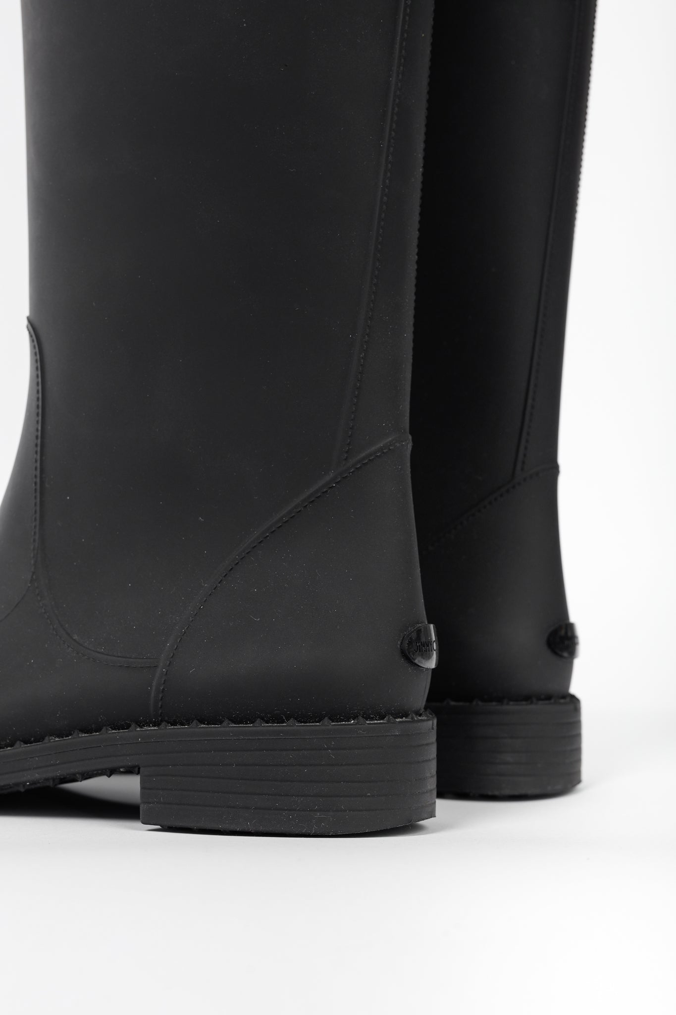 Jimmy Choo Edith Black Rubber Cap-Toe Rain Boots