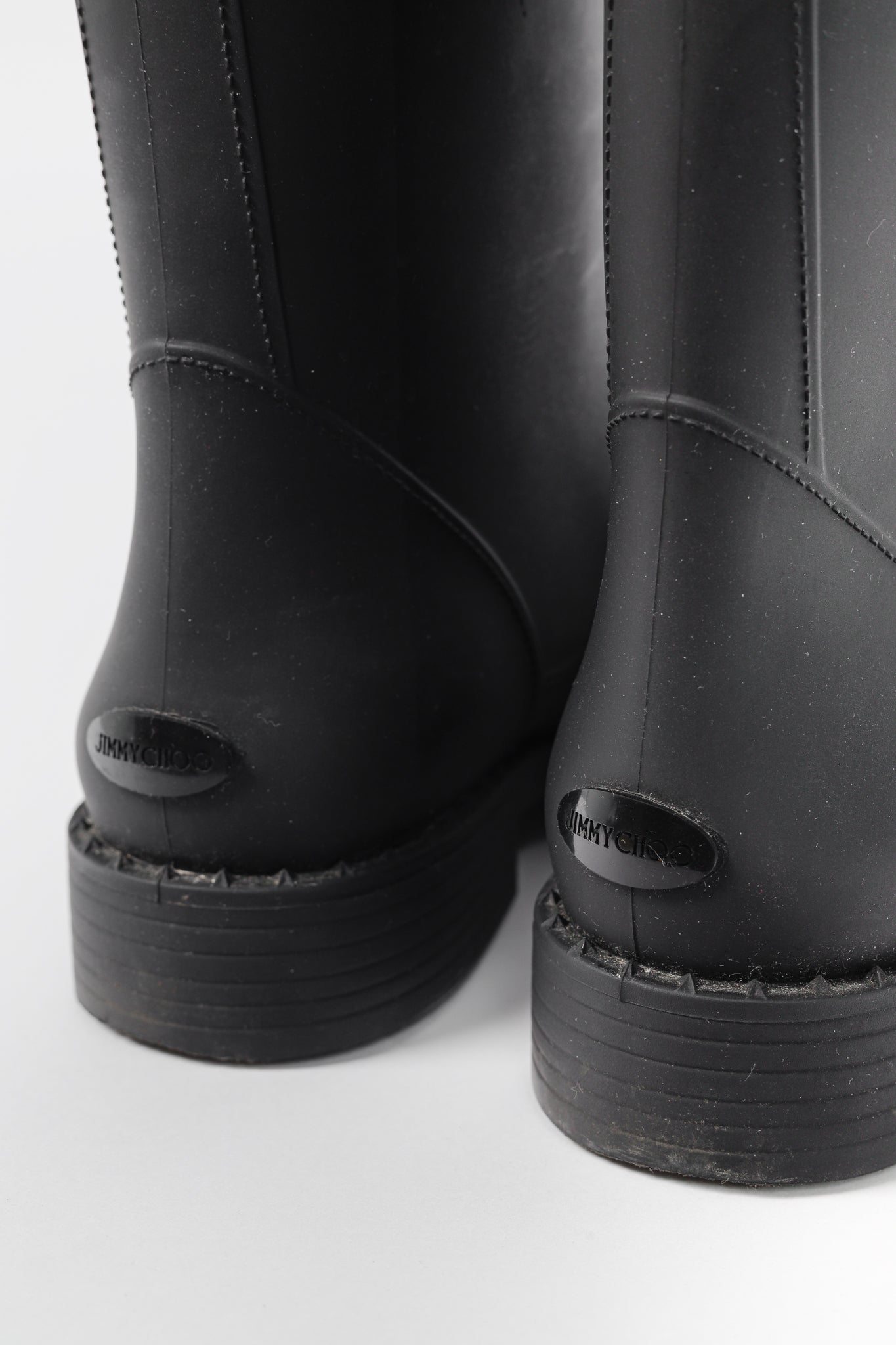 Jimmy Choo Edith Black Rubber Cap-Toe Rain Boots