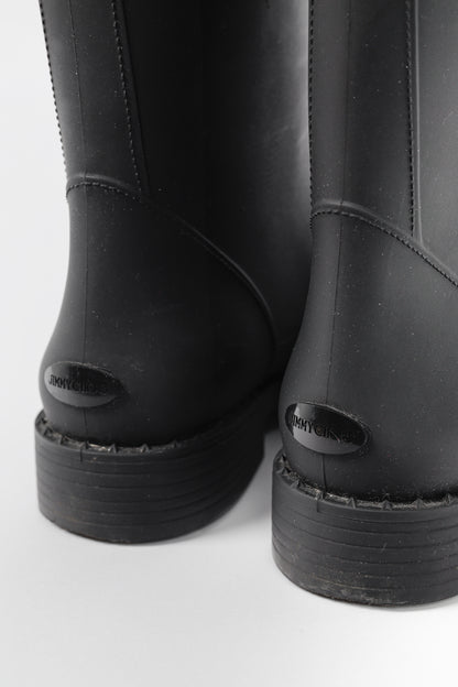 Jimmy Choo Edith Black Rubber Cap-Toe Rain Boots