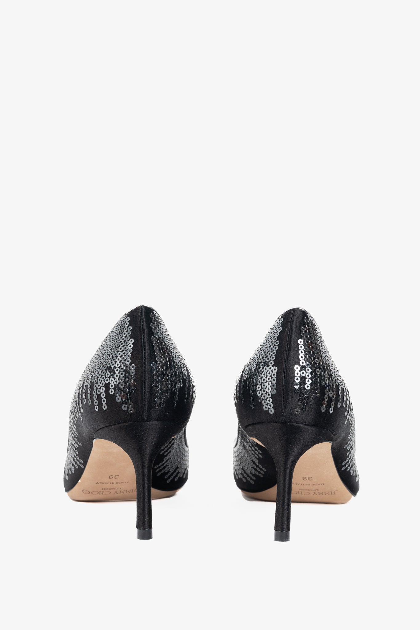 Jimmy Choo Romy 60 Black & Gunmetal Degrade Pailettes on Satin Pumps