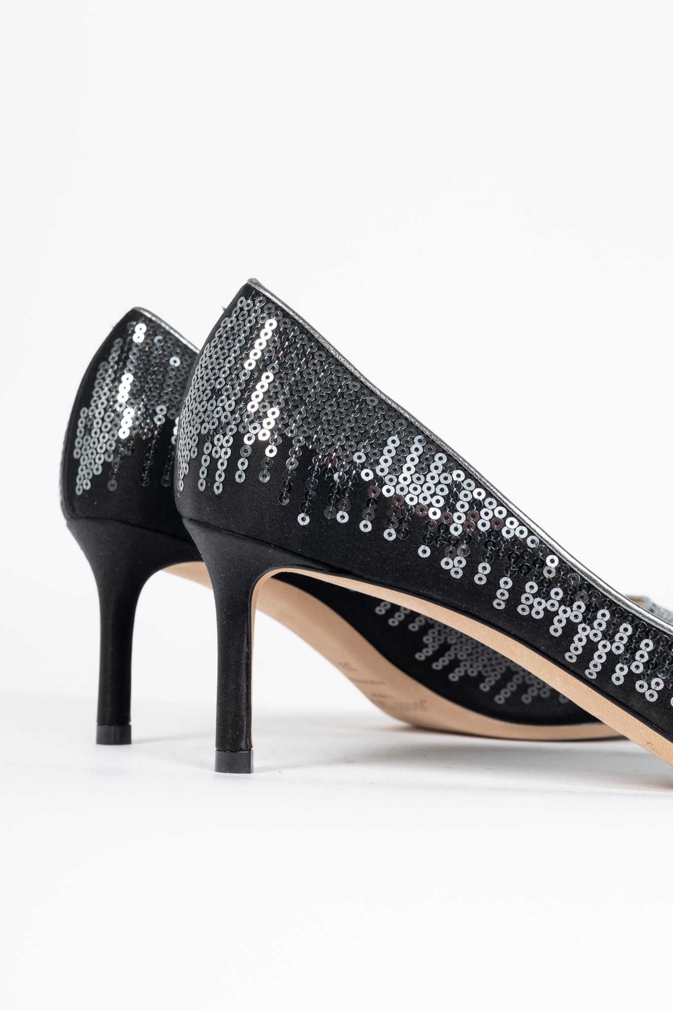 Jimmy Choo Romy 60 Black & Gunmetal Degrade Pailettes on Satin Pumps