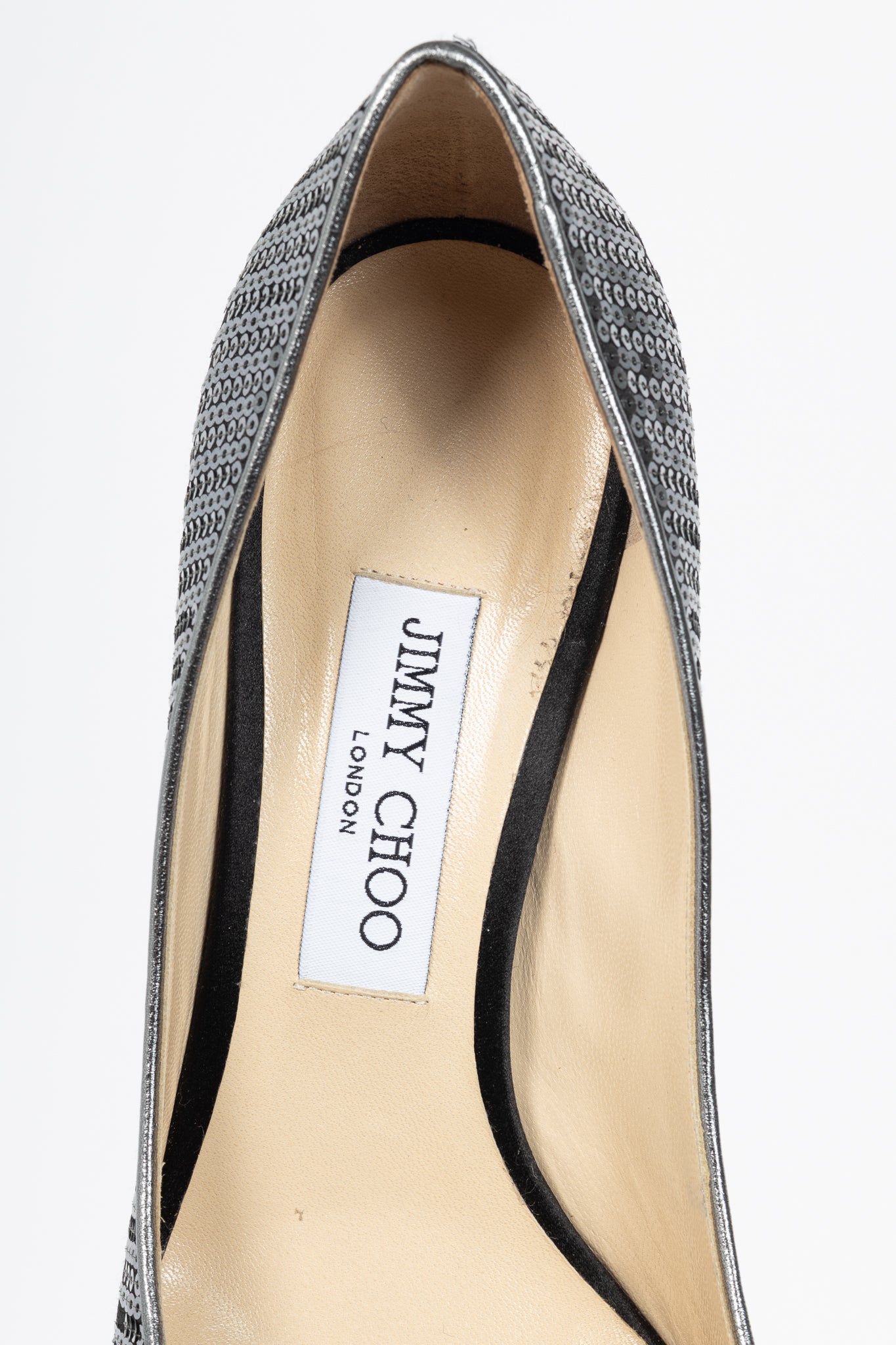Jimmy Choo Romy 60 Black & Gunmetal Degrade Pailettes on Satin Pumps