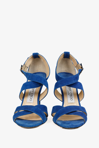 Jimmy Choo Lottie Aegean Suede Strappy Sandals