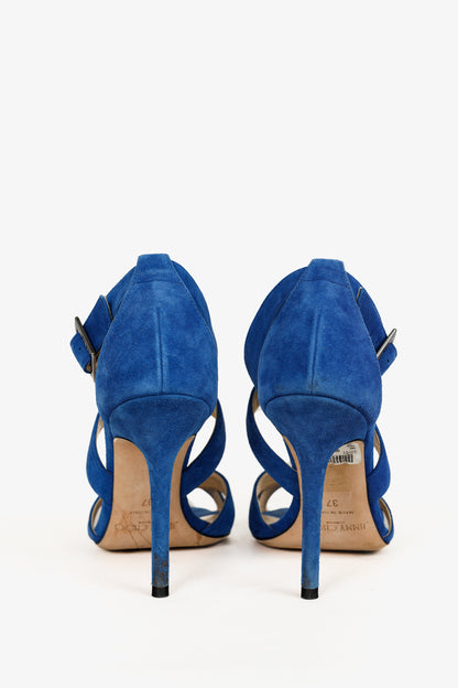 Jimmy Choo Lottie Aegean Suede Strappy Sandals