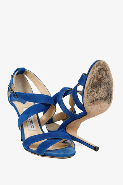 Jimmy Choo Lottie Aegean Suede Strappy Sandals