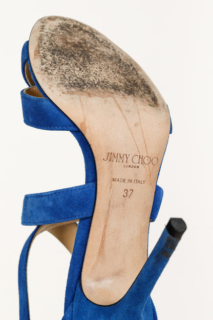 Jimmy Choo Lottie Aegean Suede Strappy Sandals