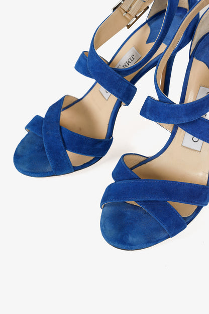 Jimmy Choo Lottie Aegean Suede Strappy Sandals