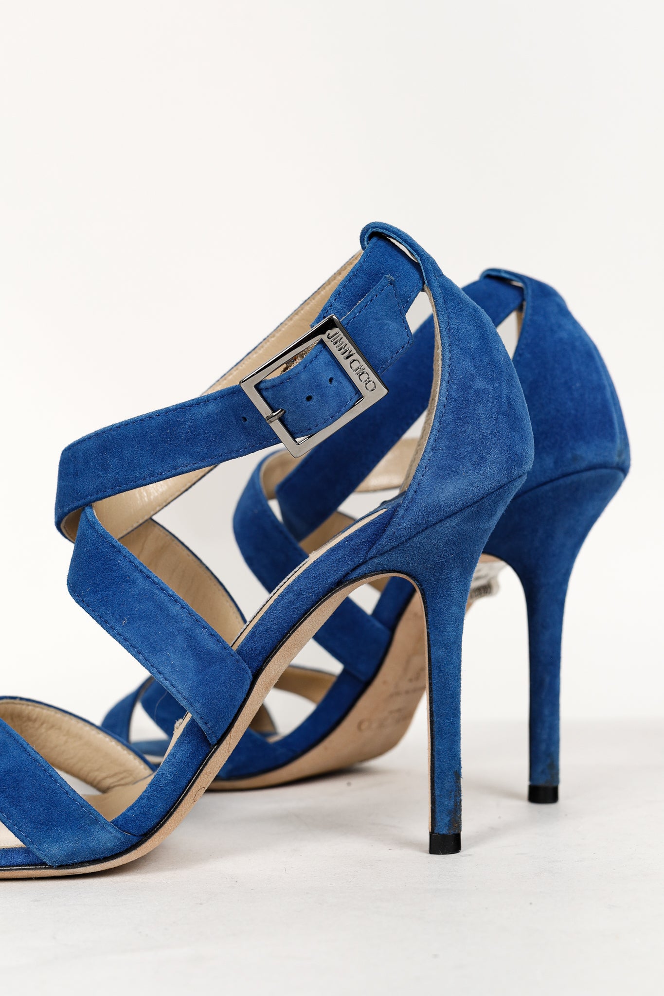Jimmy Choo Lottie Aegean Suede Strappy Sandals