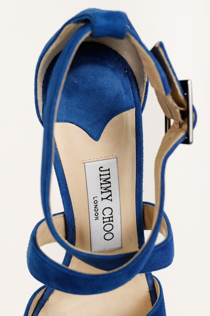 Jimmy Choo Lottie Aegean Suede Strappy Sandals