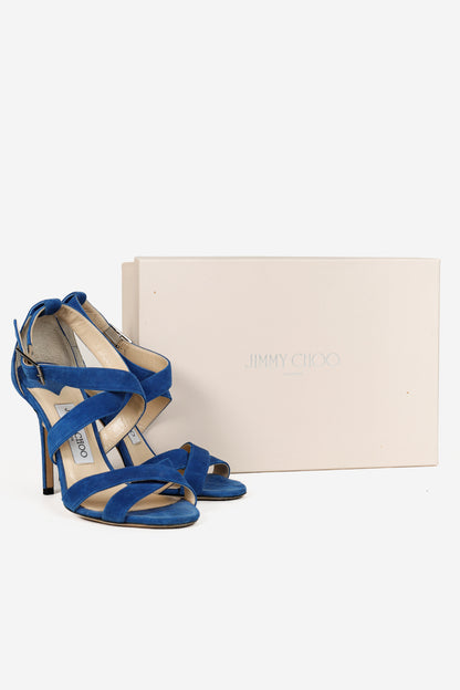 Jimmy Choo Lottie Aegean Suede Strappy Sandals