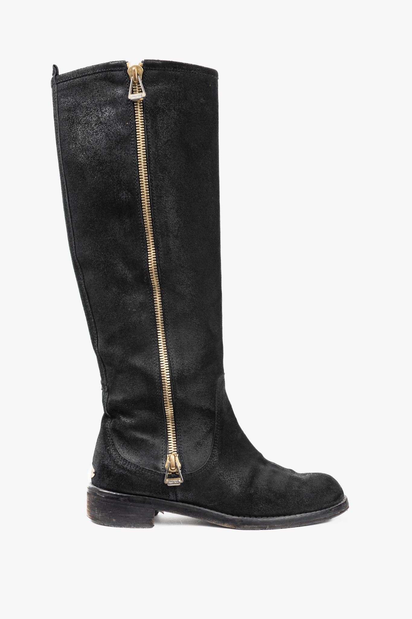 Jimmy Choo Doreen Black Rugged Suede Knee-High Boots