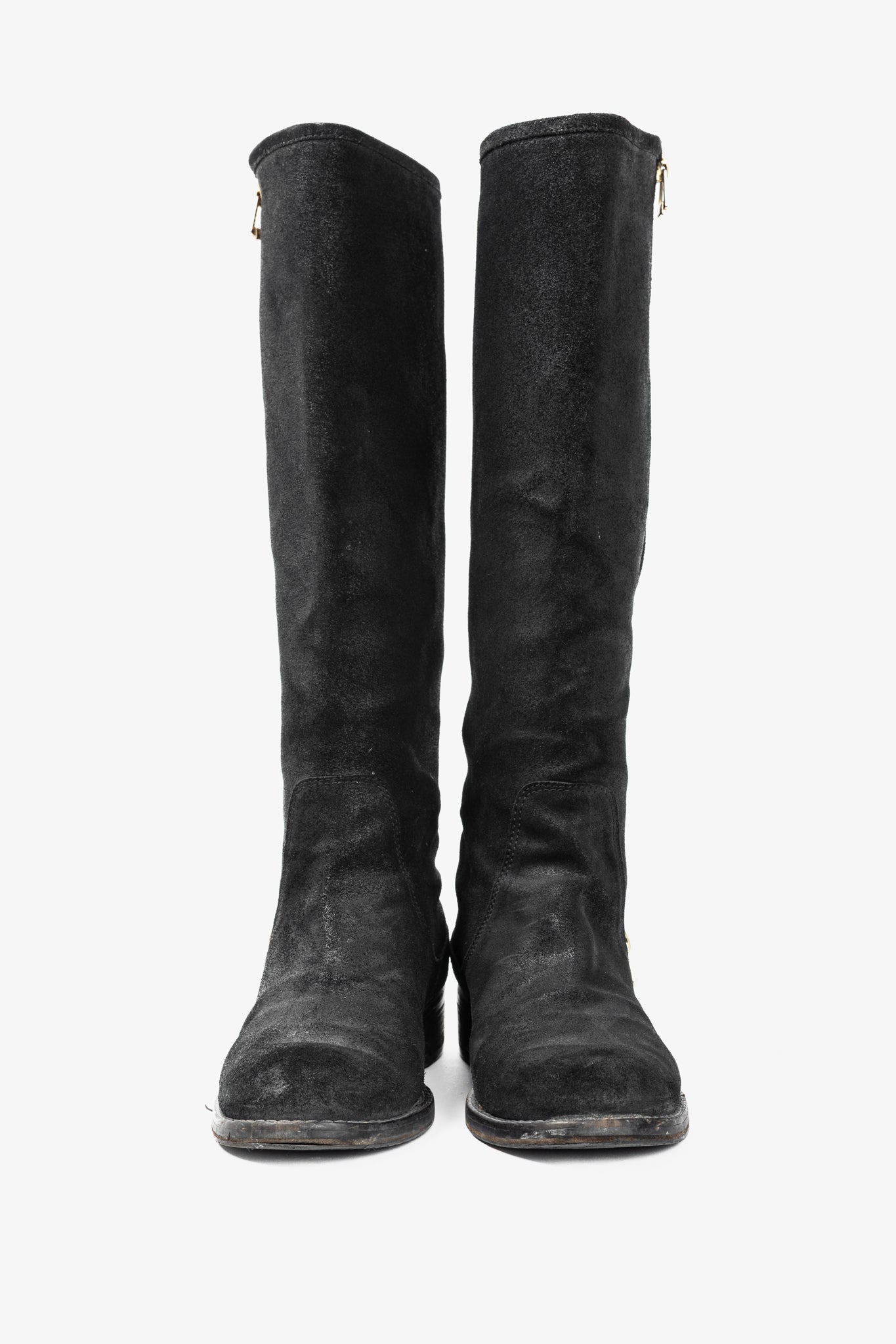 Jimmy Choo Doreen Black Rugged Suede Knee-High Boots