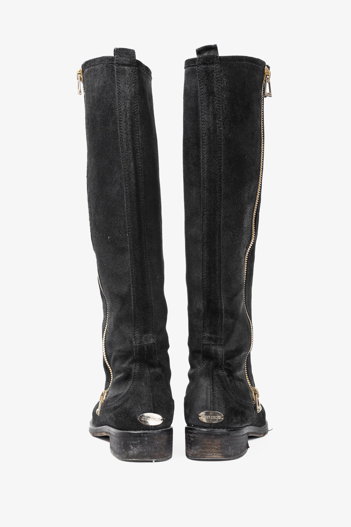 Jimmy Choo Doreen Black Rugged Suede Knee-High Boots