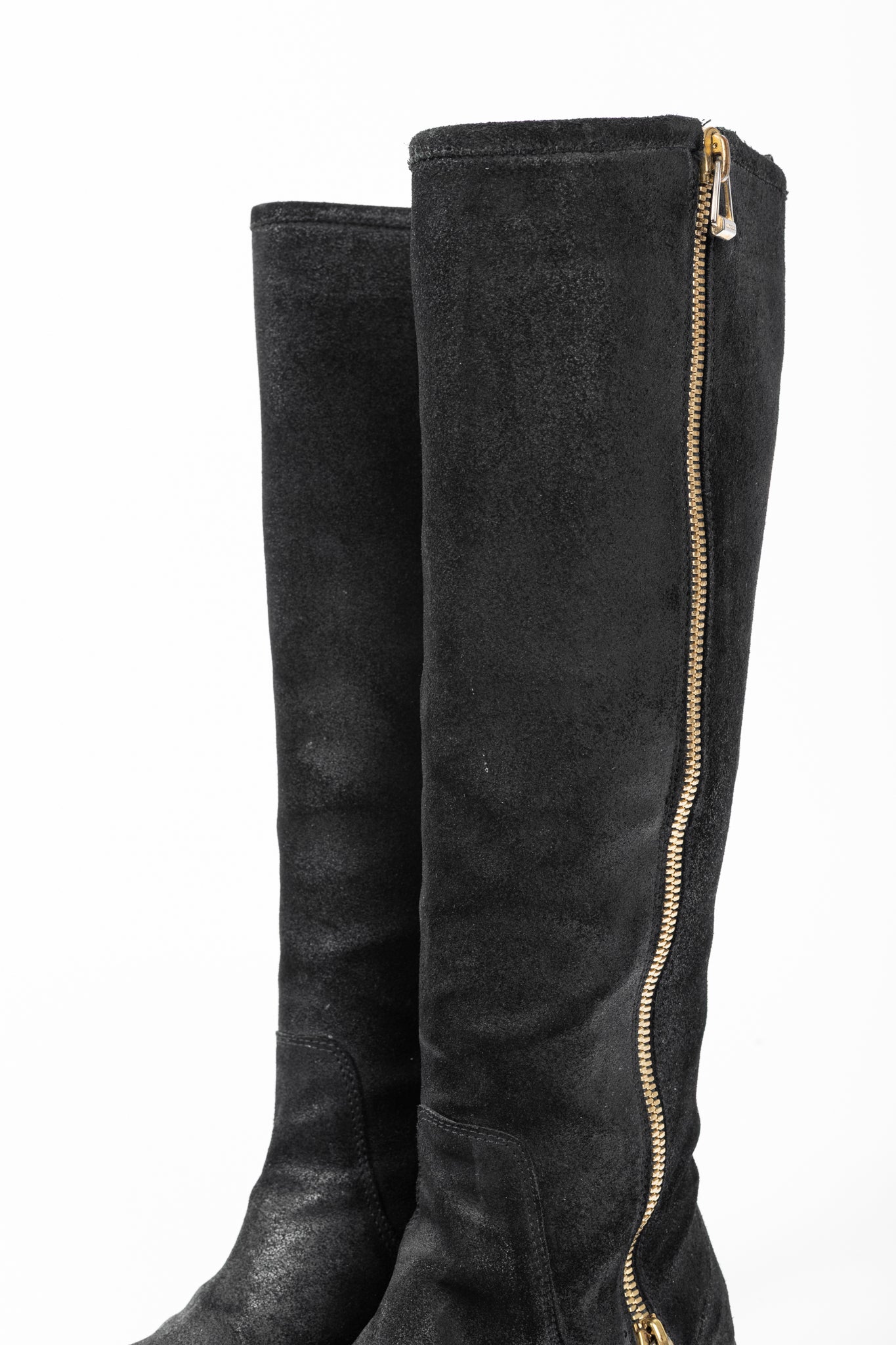 Jimmy Choo Doreen Black Rugged Suede Knee-High Boots