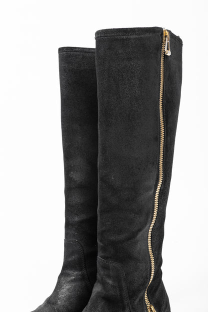 Jimmy Choo Doreen Black Rugged Suede Knee-High Boots