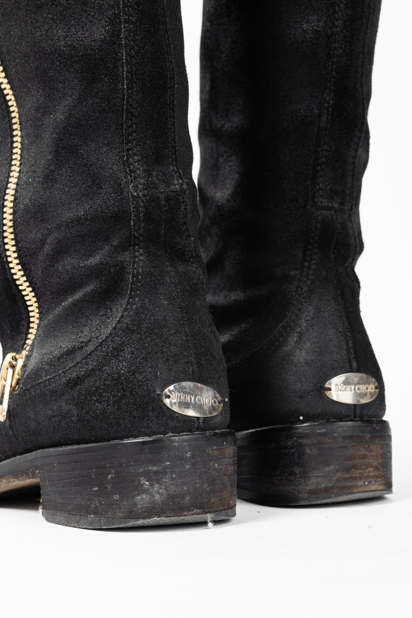 Jimmy Choo Doreen Black Rugged Suede Knee-High Boots