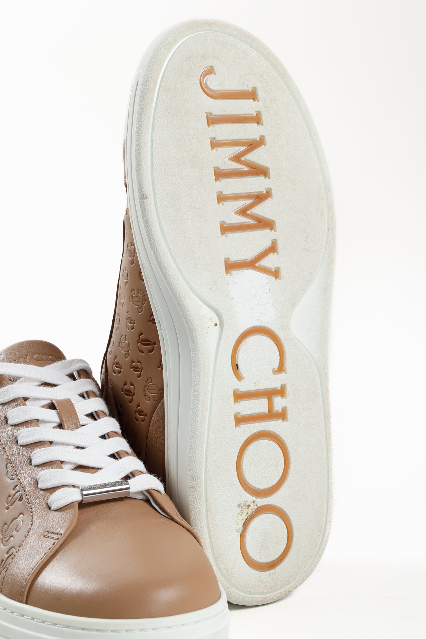 Jimmy Choo Beige Rome Monogram Sneakers