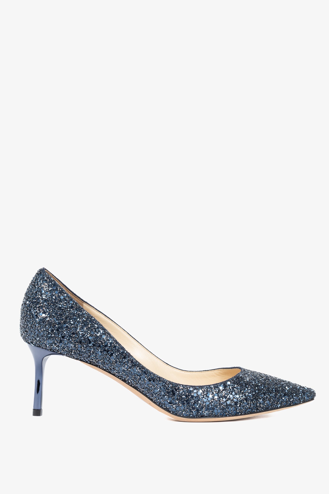 Jimmy Choo Romy 60 Navy Coarse Glitter Pointed-Toe Pumps