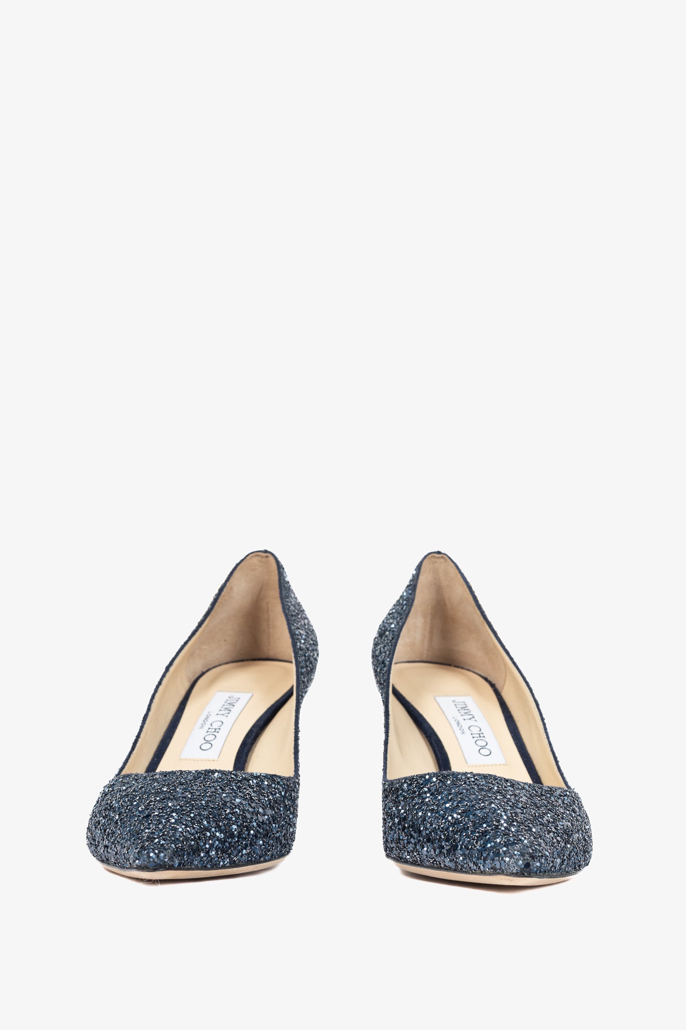 Jimmy Choo Romy 60 Navy Coarse Glitter Pointed-Toe Pumps