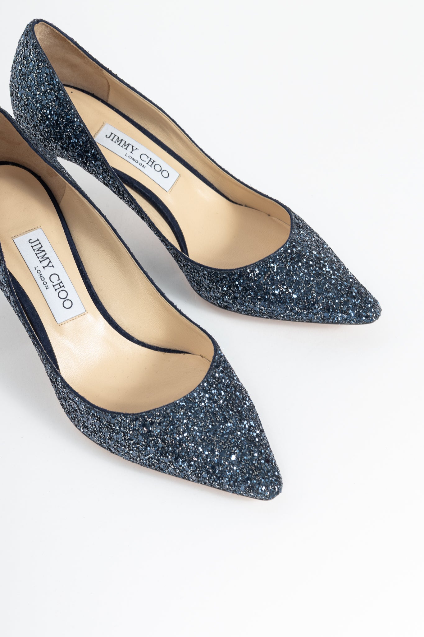 Jimmy Choo Romy 60 Navy Coarse Glitter Pointed-Toe Pumps