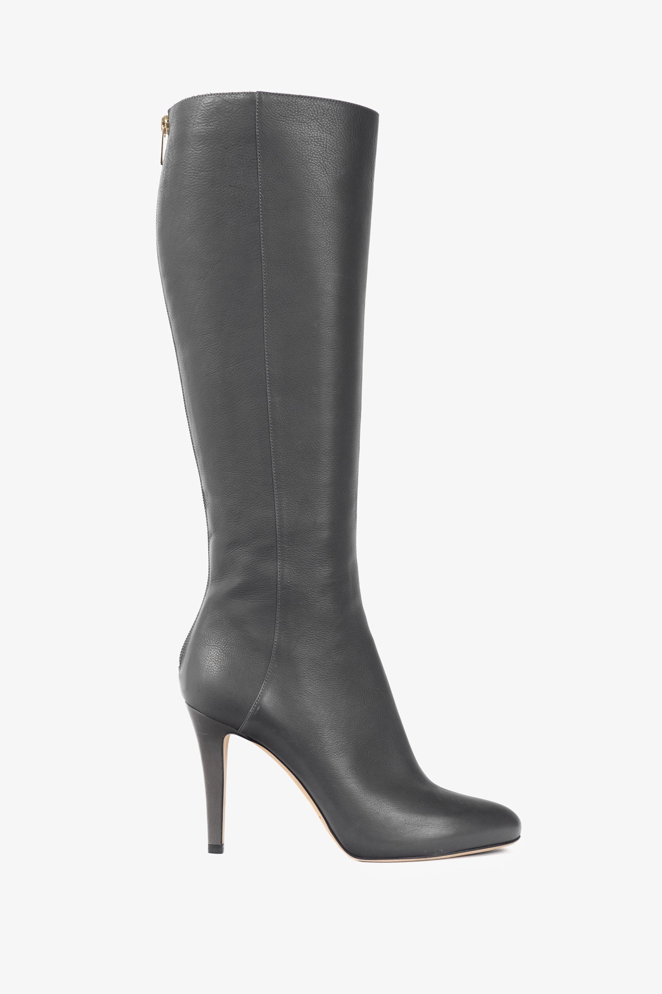 Jimmy Choo Glory Grey Leather Heeled Knee-High Boots
