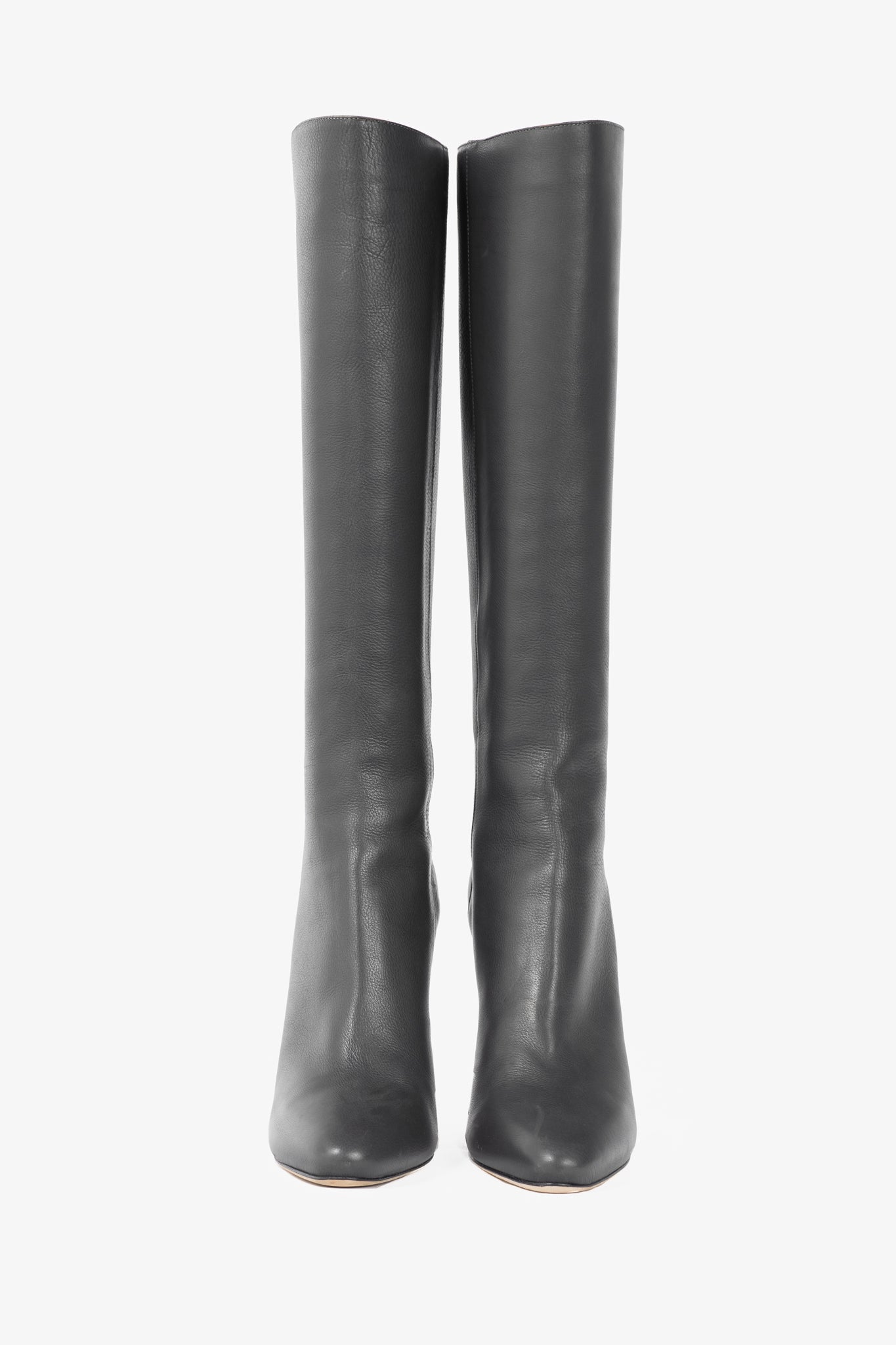 Jimmy Choo Glory Grey Leather Heeled Knee-High Boots
