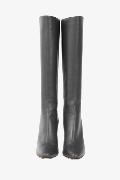 Jimmy Choo Glory Grey Leather Heeled Knee-High Boots