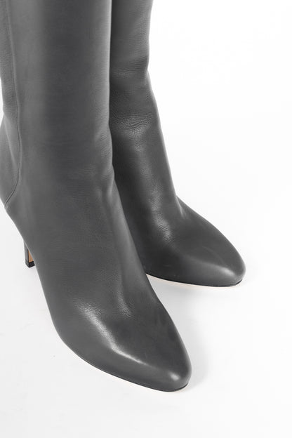 Jimmy Choo Glory Grey Leather Heeled Knee-High Boots