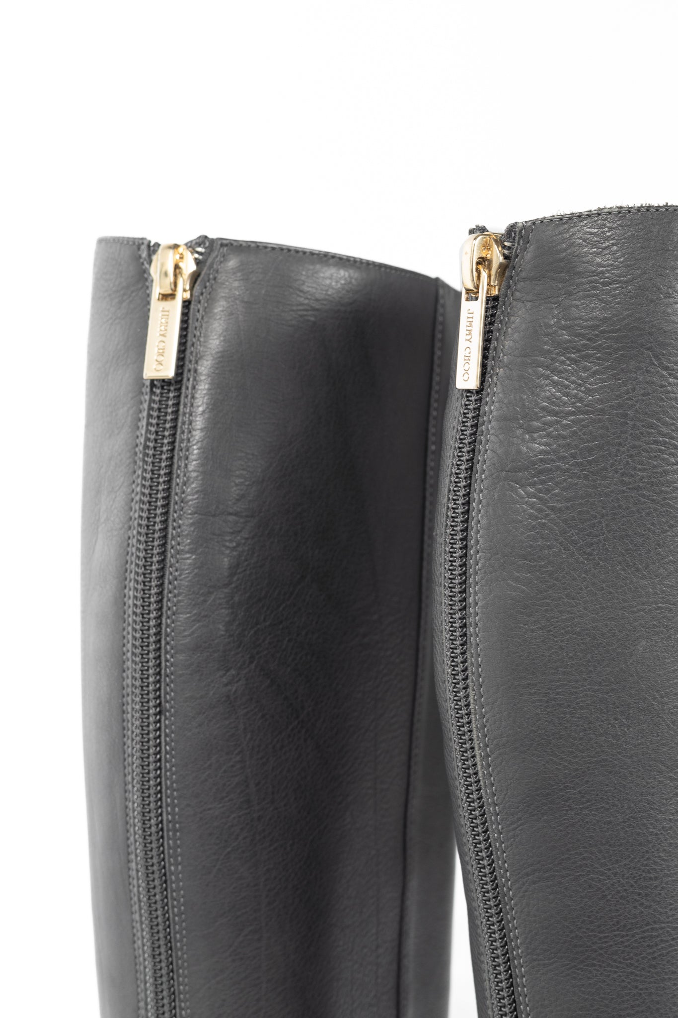 Jimmy Choo Glory Grey Leather Heeled Knee-High Boots