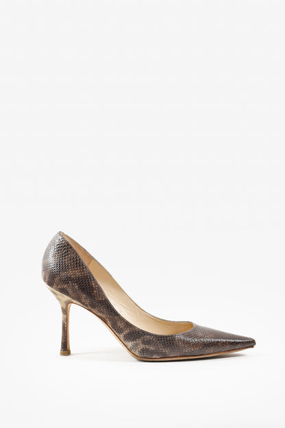 Jimmy Choo Brown Snakeskin Pump Heels