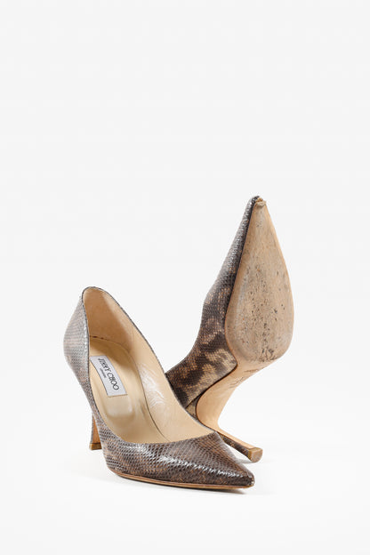 Jimmy Choo Brown Snakeskin Pump Heels