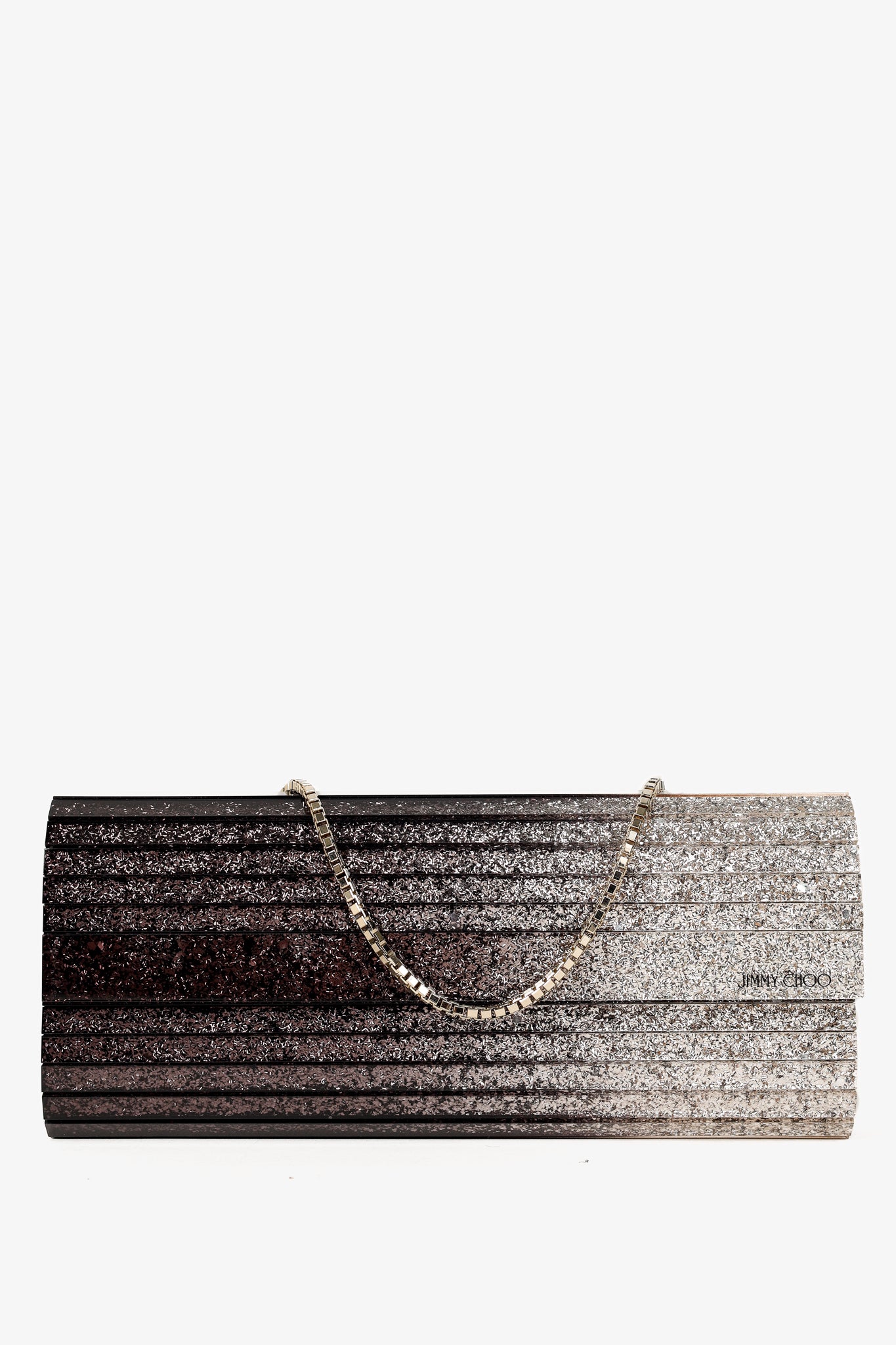 Jimmy Choo Sweetie Glitter Lucite Clutch in Black Champagne