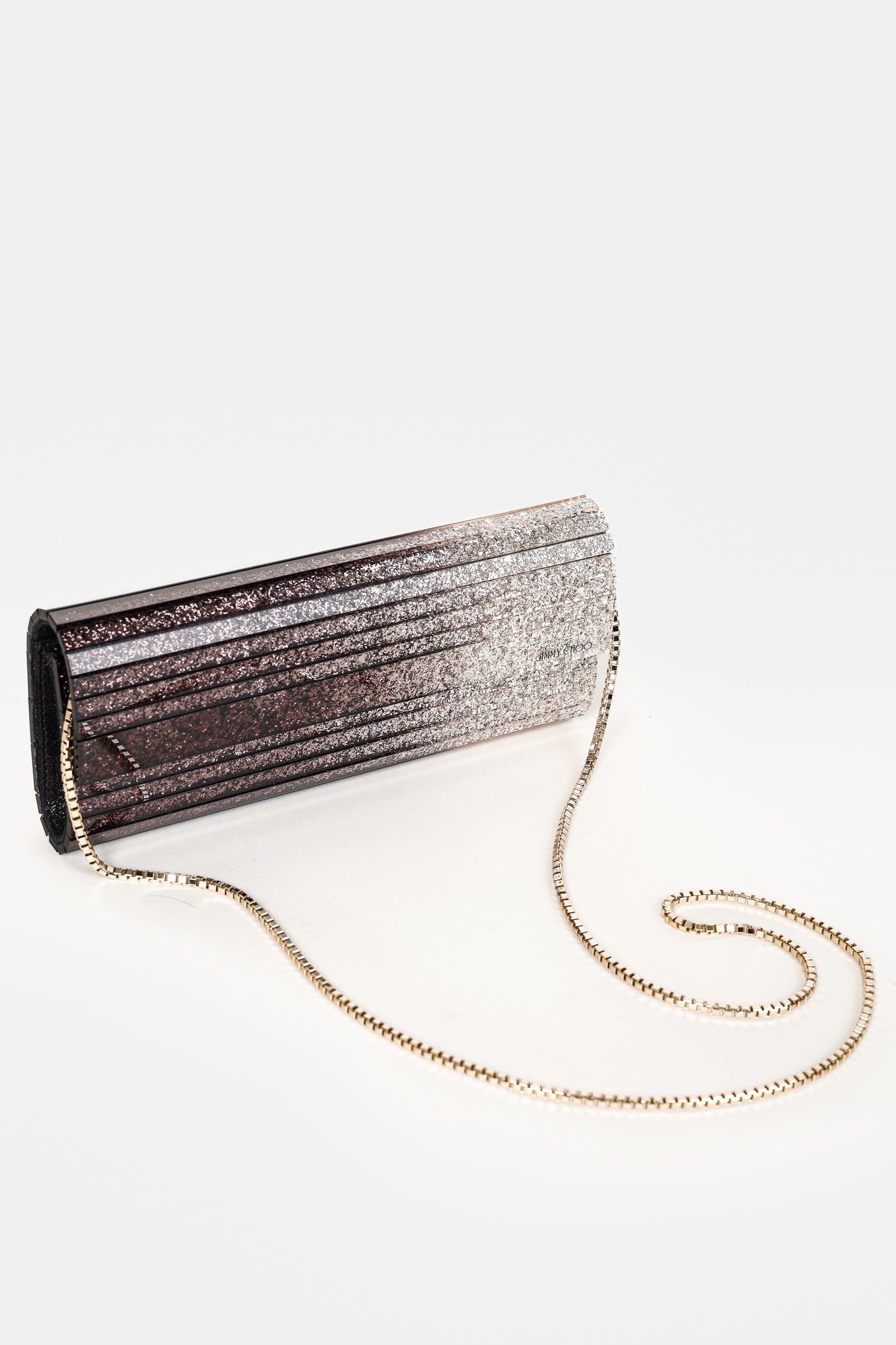 Jimmy Choo Sweetie Glitter Lucite Clutch in Black Champagne