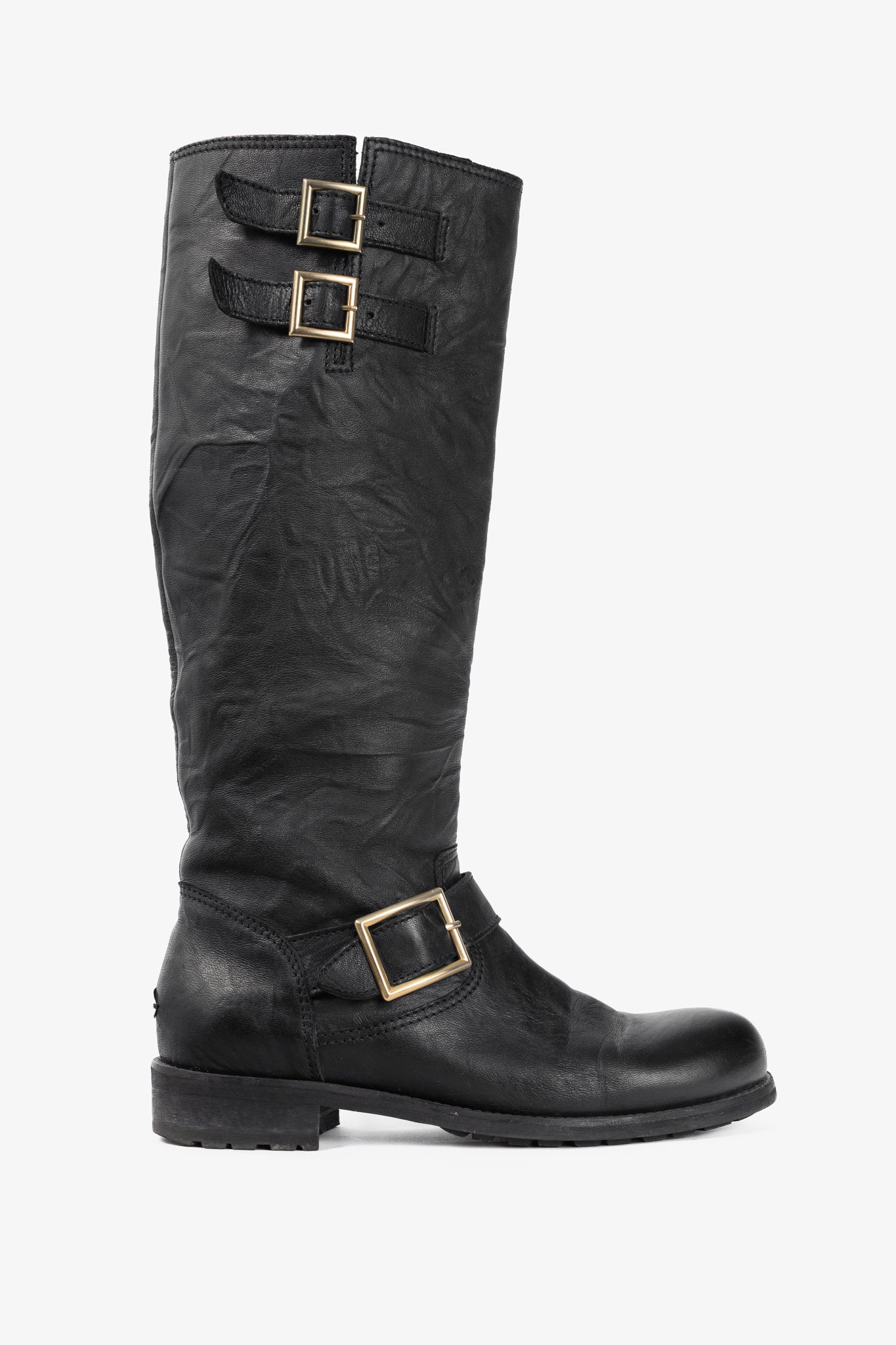 Jimmy Choo Yule Black Knee-High Biker Boots