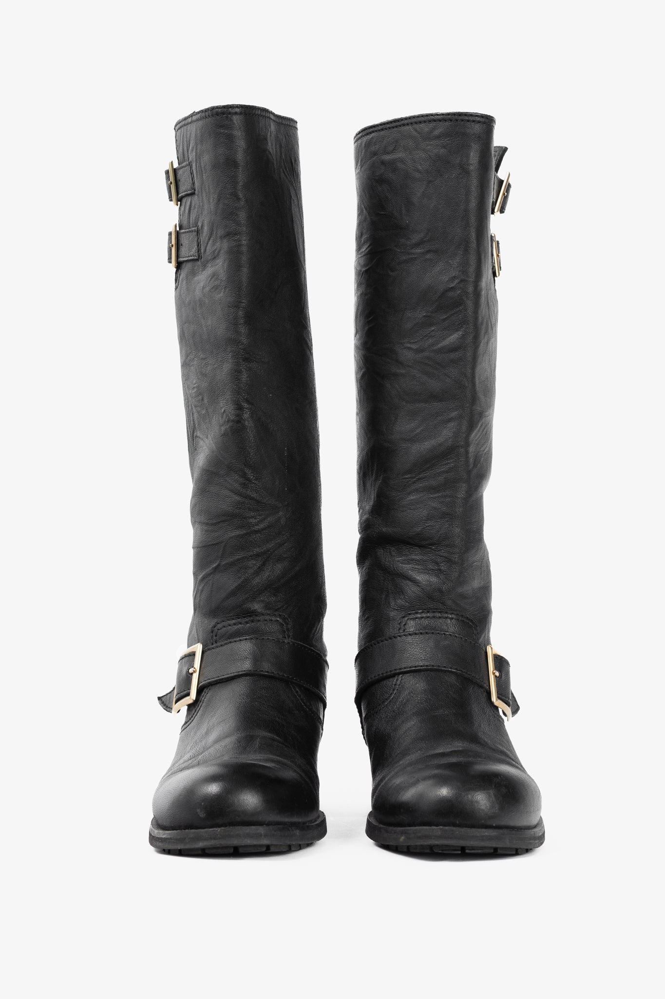 Jimmy Choo Yule Black Knee-High Biker Boots