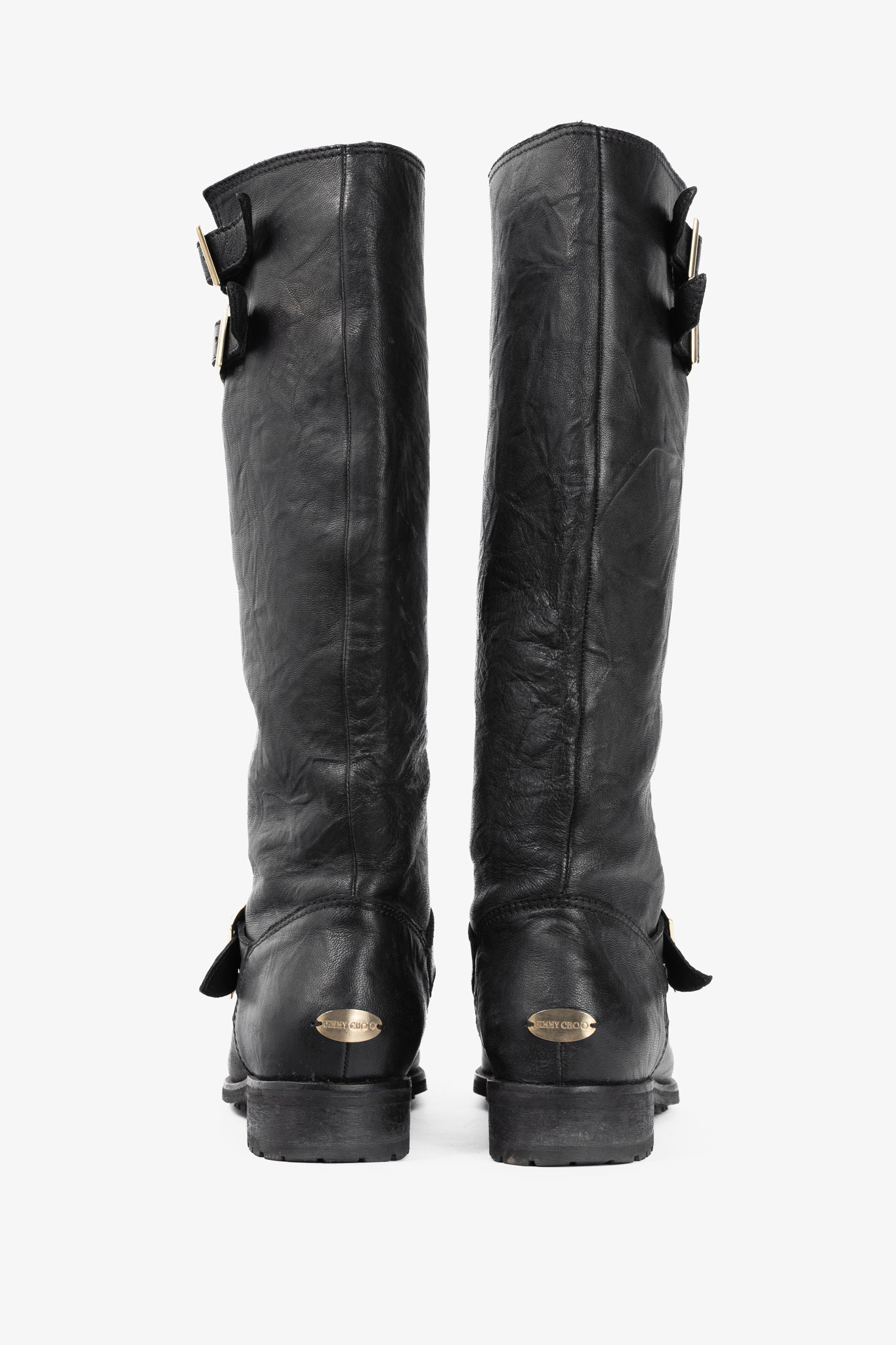 Jimmy Choo Yule Black Knee-High Biker Boots
