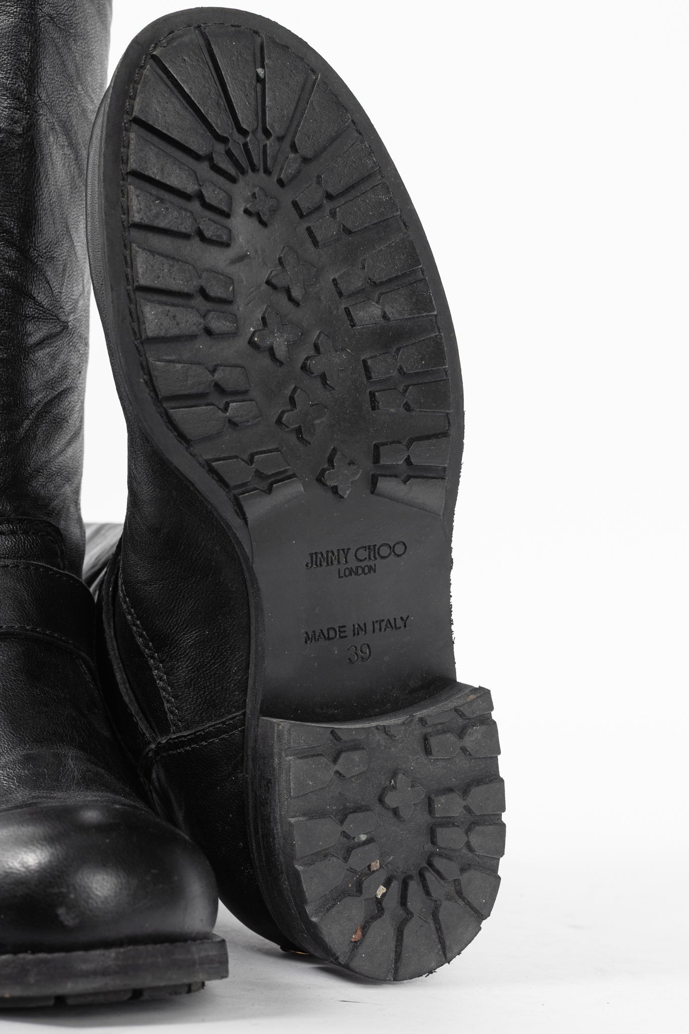 Jimmy Choo Yule Black Knee-High Biker Boots