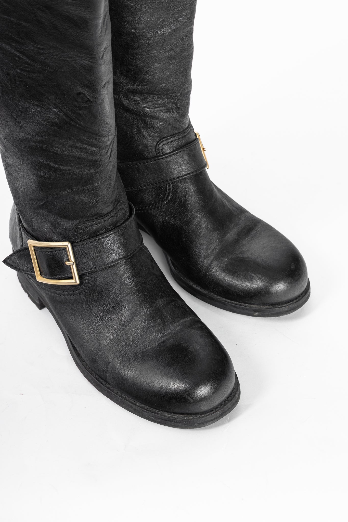 Jimmy Choo Yule Black Knee-High Biker Boots