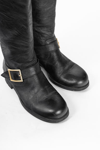 Jimmy Choo Yule Black Knee-High Biker Boots
