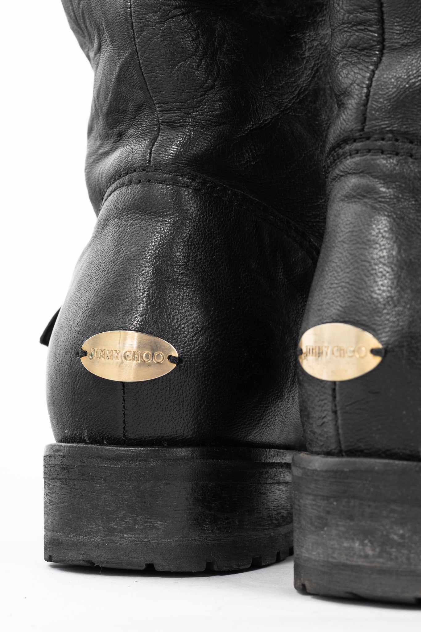 Jimmy Choo Yule Black Knee-High Biker Boots