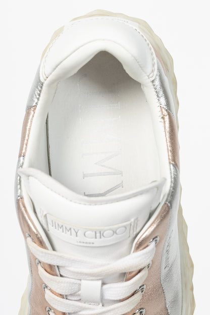Jimmy Choo SS21 Diamond Light Rose Gold & Silver Metallic Nappa Sneakers