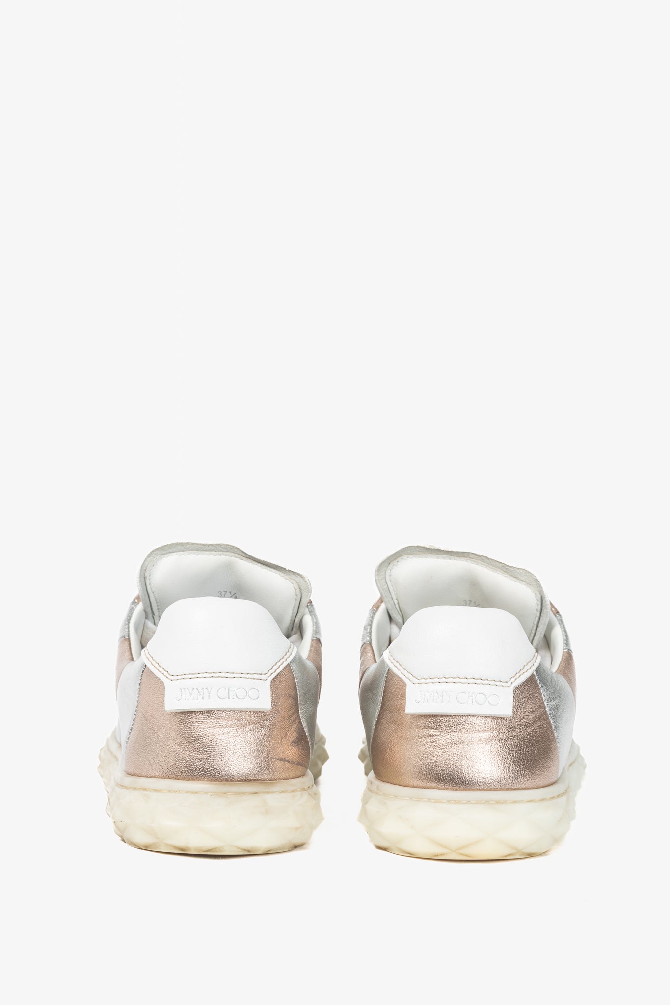 Jimmy Choo SS21 Diamond Light Rose Gold & Silver Metallic Nappa Sneakers